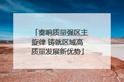 奏响质量强区主旋律 铸就区域高质量发展新优势